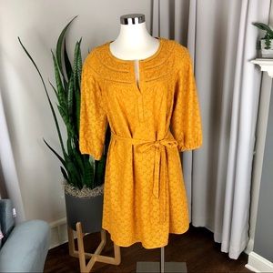 Anthropologie Danielrainn Embroidered Leaf Dress S